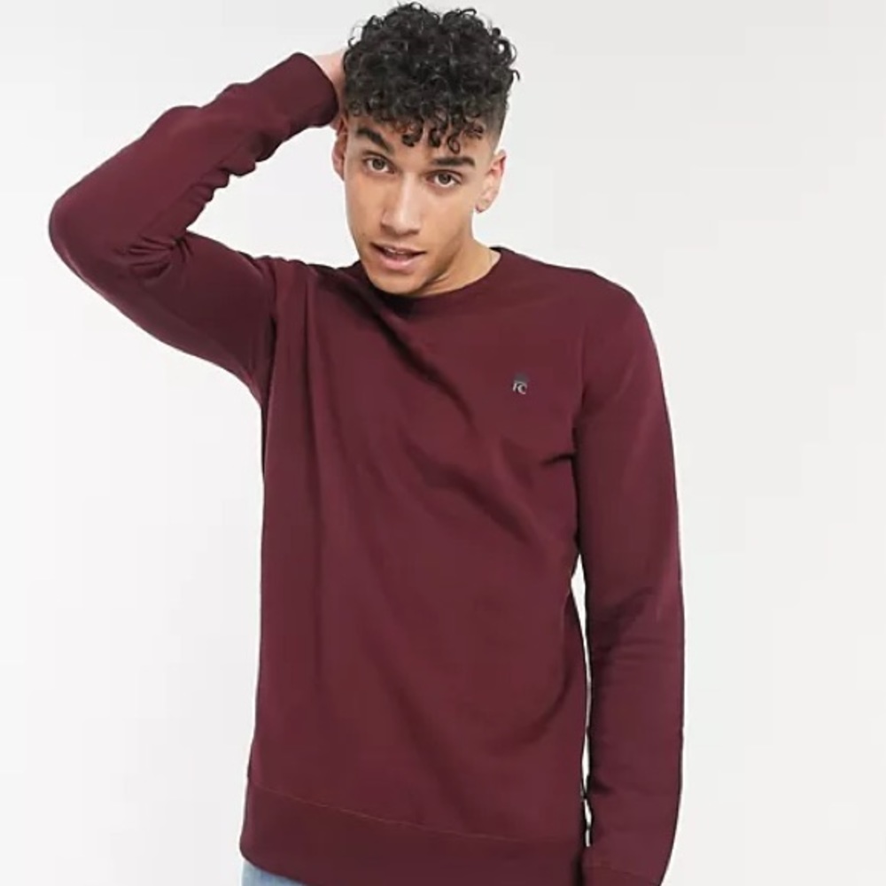 French Connection Tall sweatshirt with logo in burgundy